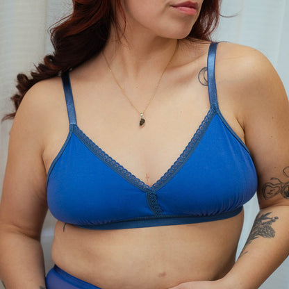 Ultramarine Cloudsoft Cotton Lined Everyday Adjustable Bralette 4X/5X - Final few!