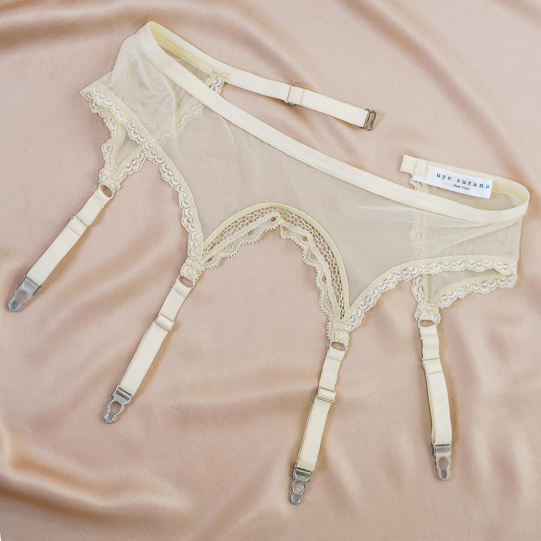 Pearl Sheerly Mesh Adjustable Garter Belt - Final few!