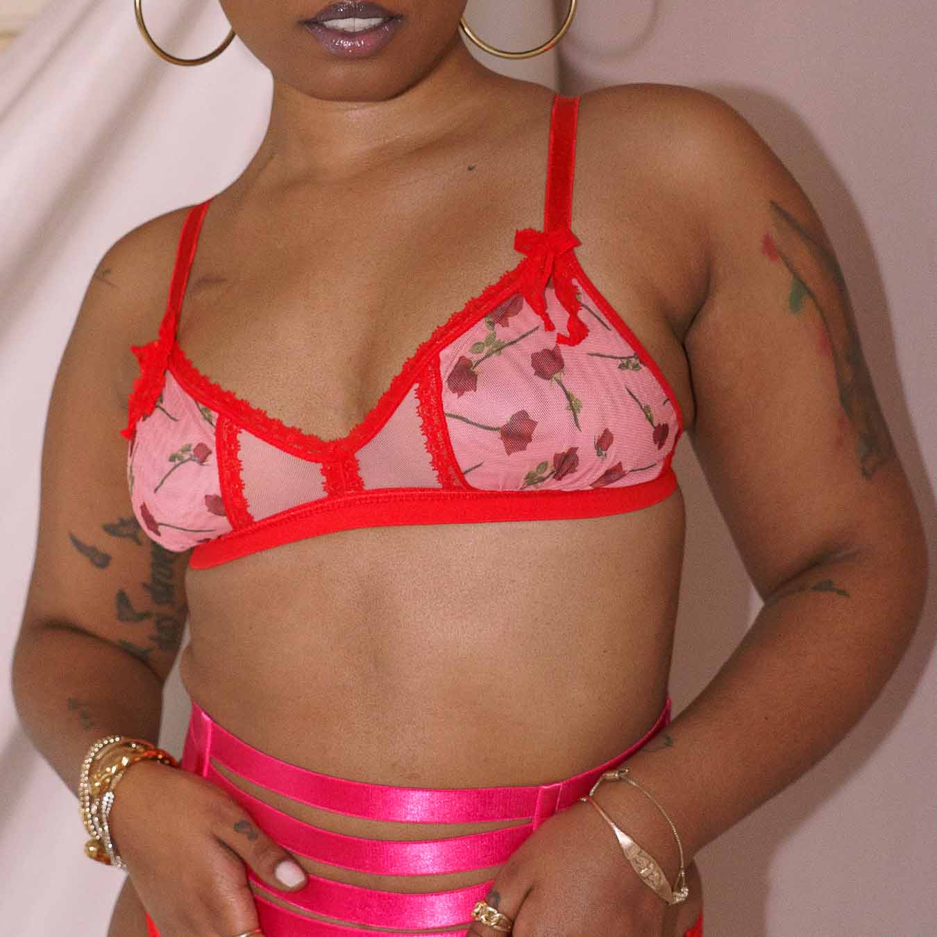 Dozen Roses Peekaboo Mesh Adjustable Bralette XS/S - Final few!