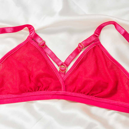 Hearts of Venus Strappy Bralette in Hot Pink - Final restock