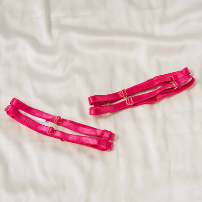 Hot Pink Hearts of Venus Leg Garters  - Final stock