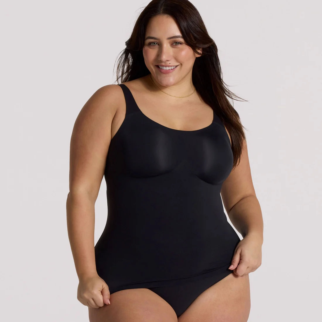 EVELYN BOBBIE STRUCTURED SCOOP TANK: BLACK