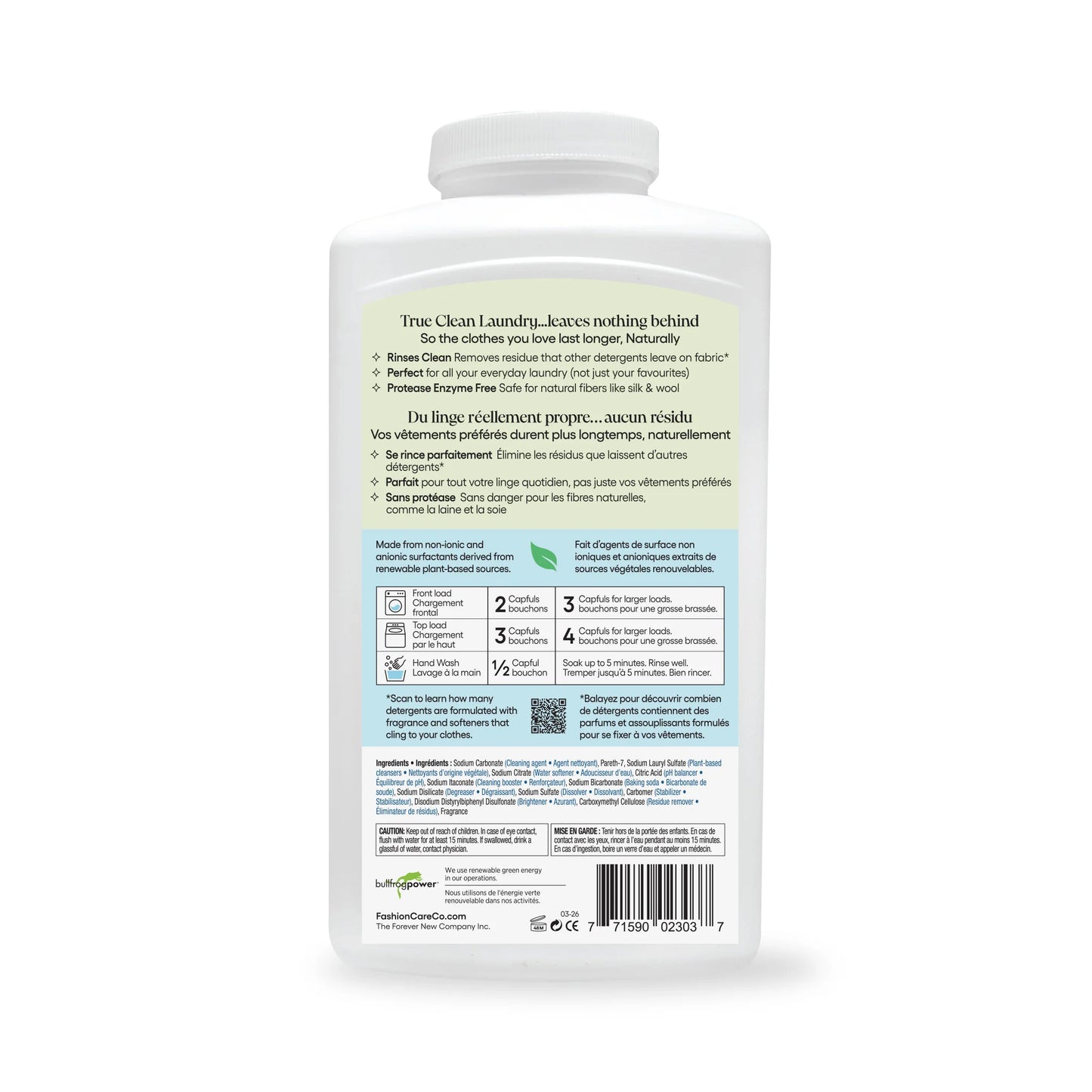 FASHION CARE/FOREVER & EVER UNSCENTED POWDER DETERGENT 1KG
