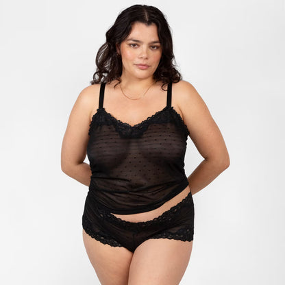 CURVY COUTURE SHEER WHISPER CAMI & CHEEKY SET