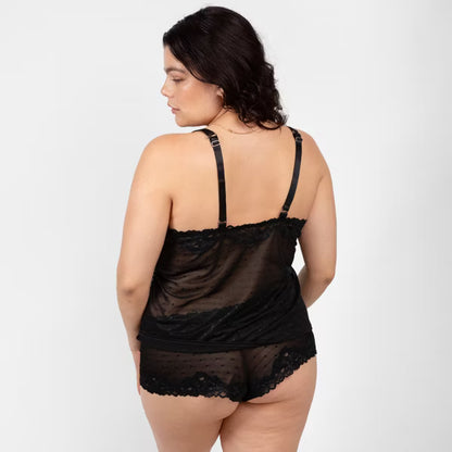CURVY COUTURE SHEER WHISPER CAMI & CHEEKY SET