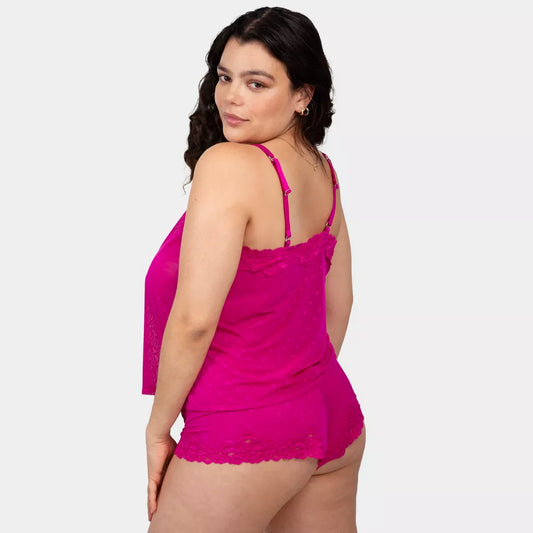 CURVY COUTURE SHEER WHISPER CAMI & CHEEKY SET