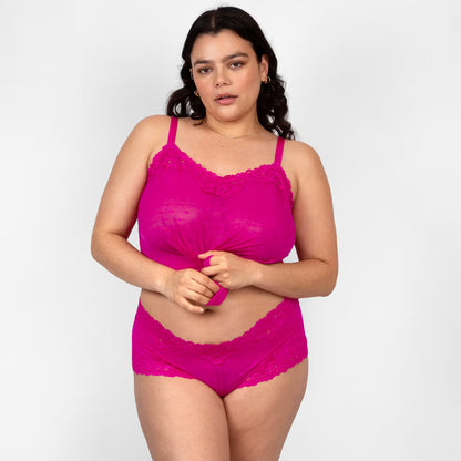 CURVY COUTURE SHEER WHISPER CAMI & CHEEKY SET