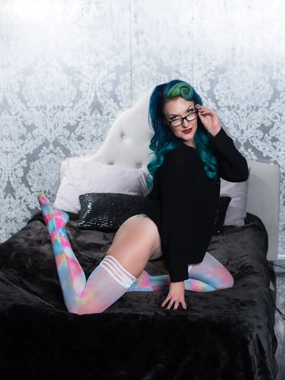 KIX'IES GILLY RAINBOW TIE-DYE THIGH HIGHS