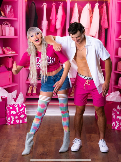 KIX'IES GILLY RAINBOW TIE-DYE THIGH HIGHS