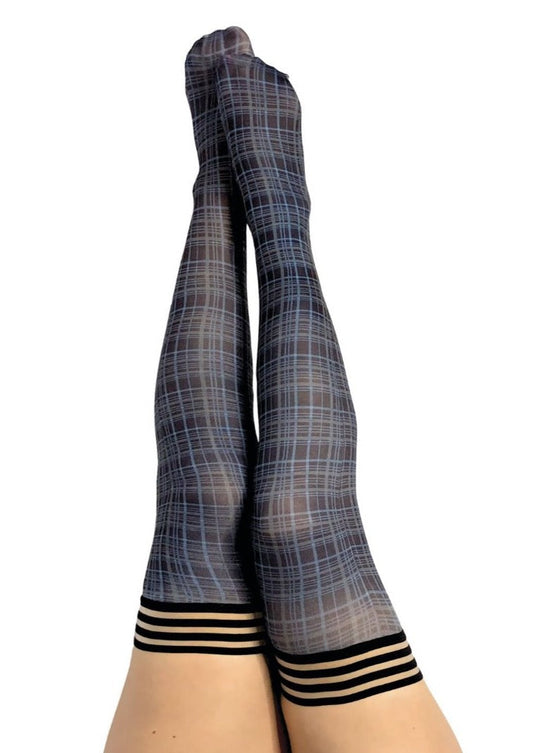KIX'IES DEBBIE NAVY PLAID THIGH HIGHS