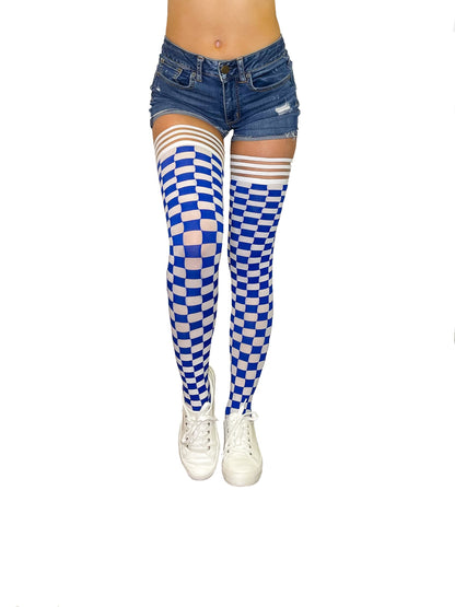 KIX'IES GAME DAY BLUE & WHITE THIGH HIGHS