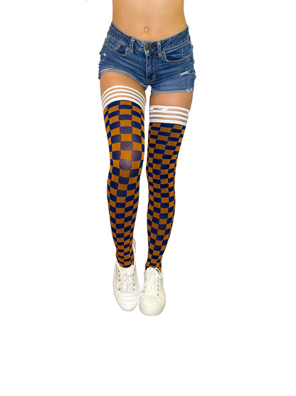 KIX'IES GAME DAY BURNT ORANGE & NAVY BLUE THIGH HIGHS