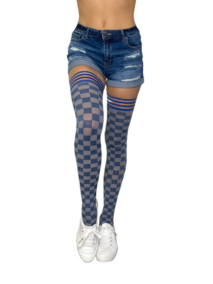 KIX'IES GAME DAY NAVY & GREY THIGH HIGHS