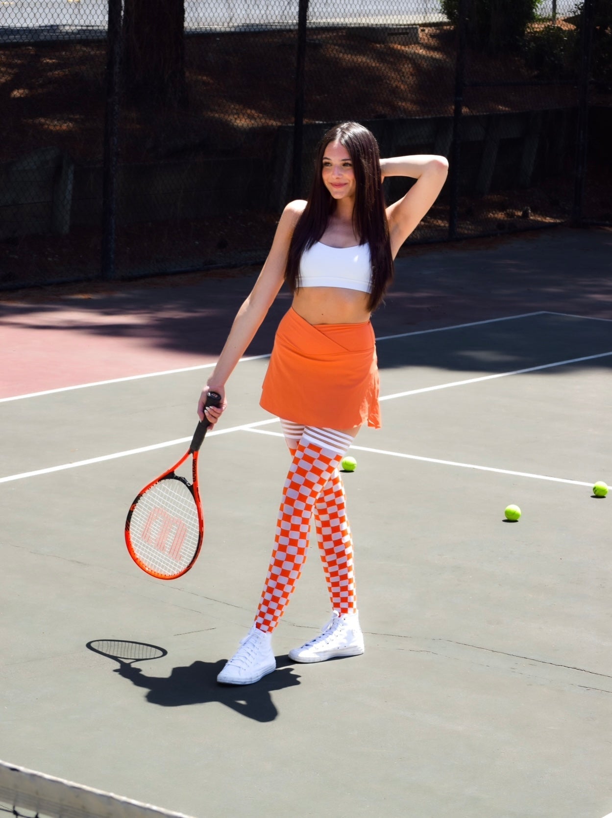 KIX'IES GAME DAY ORANGE & WHITE THIGH HIGHS