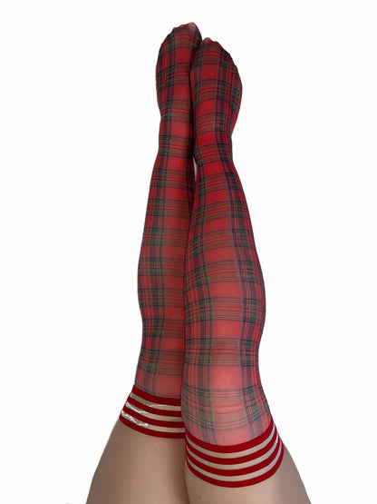 KIX'IES GRACE RED PLAID THIGH HIGHS