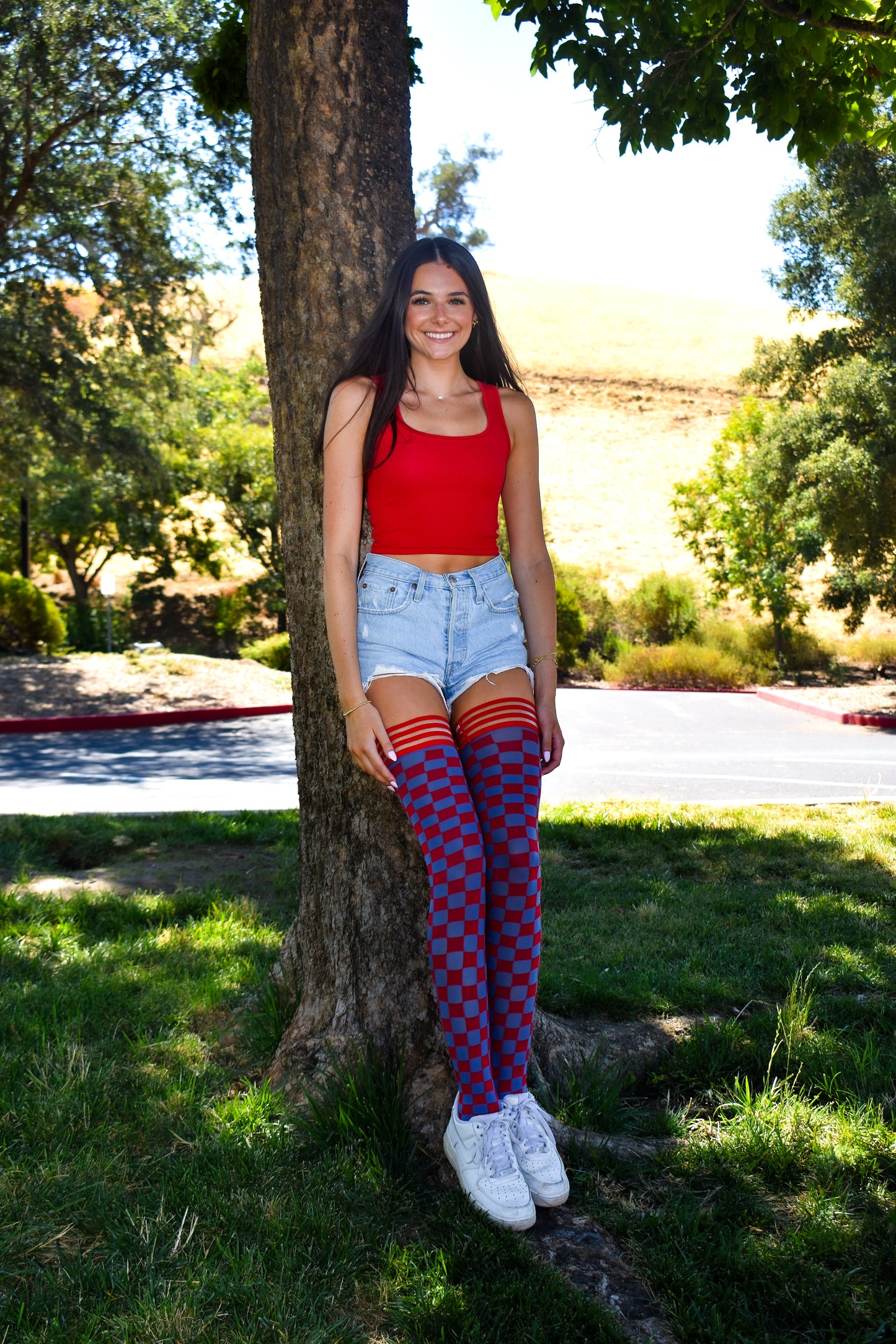 KIX'IES GAME DAY RED & NAVY THIGH HIGHS