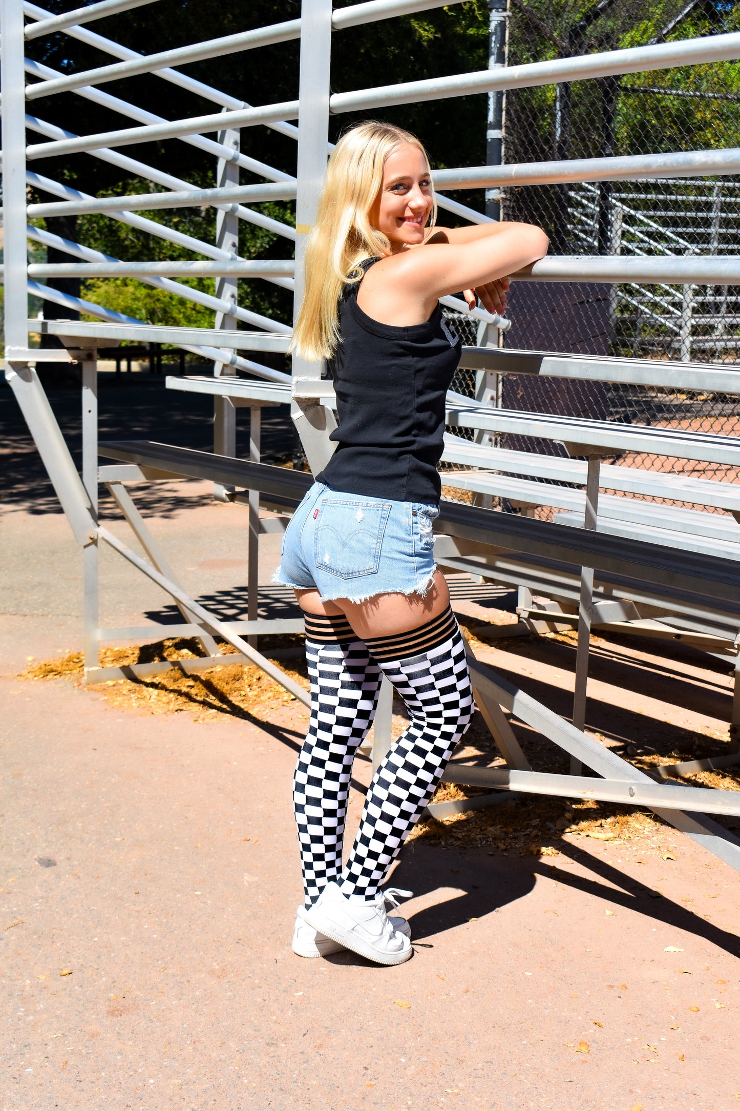 KIX'IES GAME DAY BLACK & WHITE THIGH HIGHS