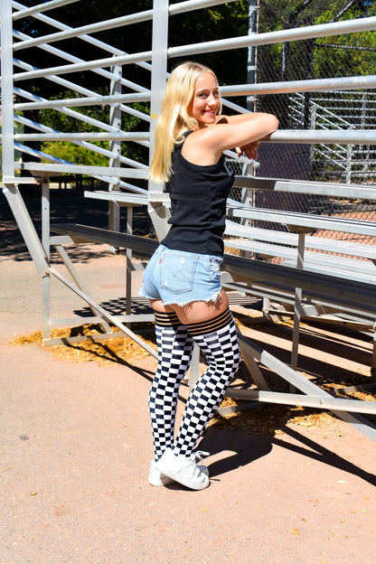 KIX'IES GAME DAY BLACK & WHITE THIGH HIGHS