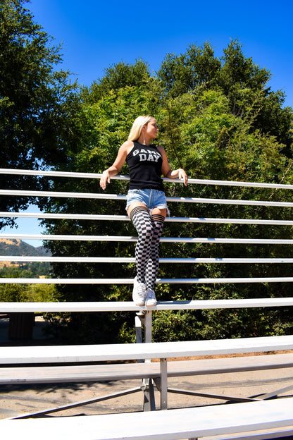 KIX'IES GAME DAY BLACK & GREY THIGH HIGHS