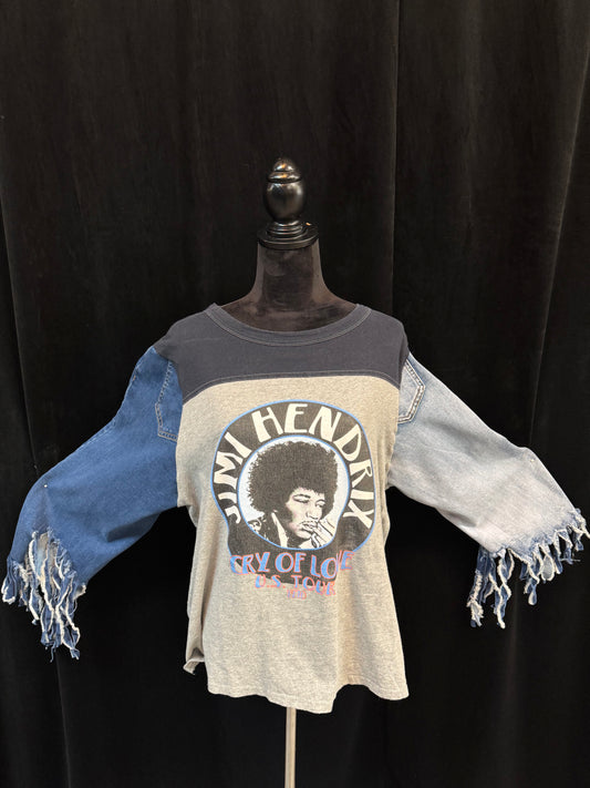 JIMI HENDRIX DENIM SLEEVE VINTAGE TEE (2XL)