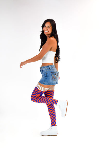 KIX'IES GAME DAY ORANGE & BLUE THIGH HIGHS