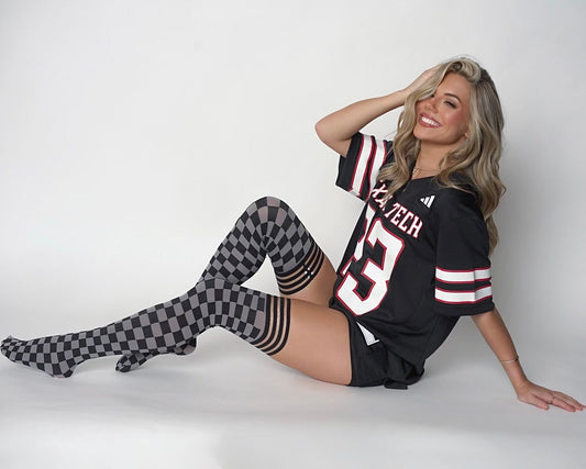 KIX'IES GAME DAY BLACK & GREY THIGH HIGHS