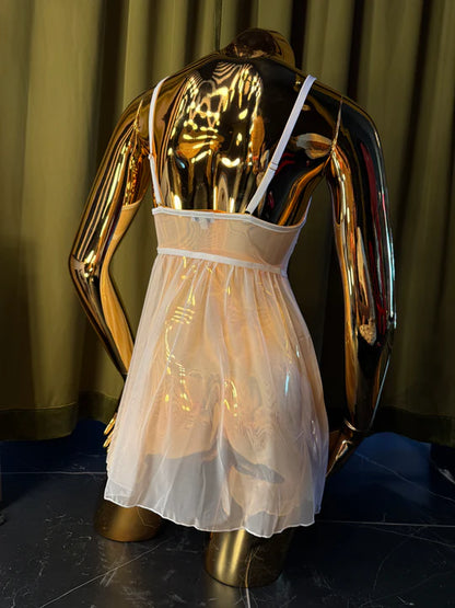 16207 KILO BRAVA EMBROIDERY BABYDOLL: WHITE