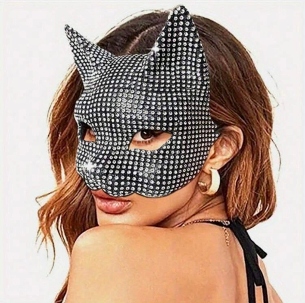 RHINESTONE CAT MASK