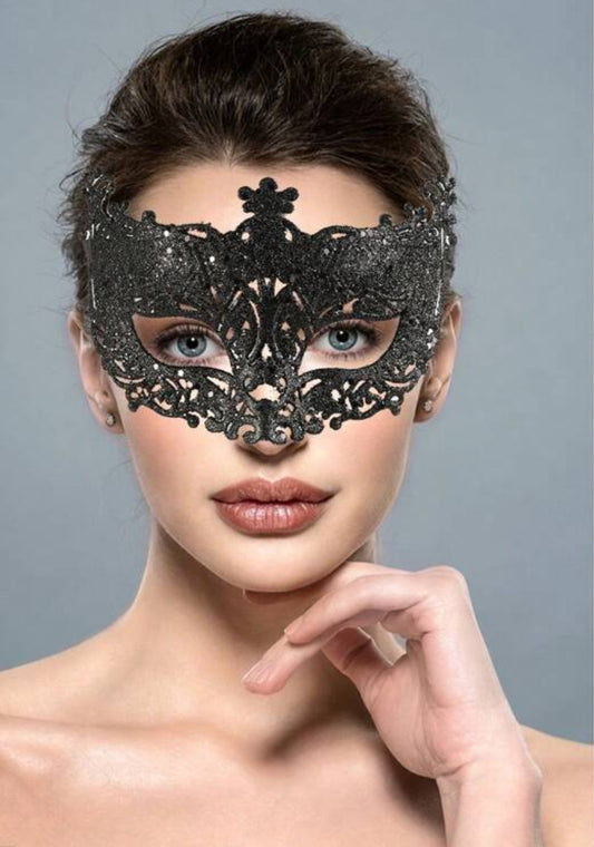 BLACK GLITTER MASQUERADE MASK