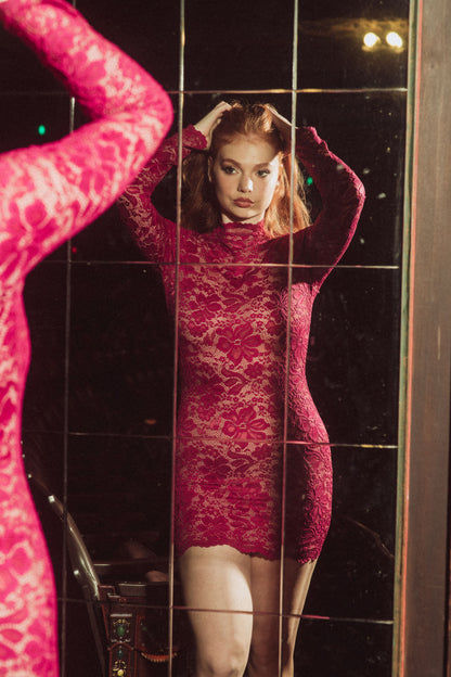 16203 KILO BRAVA LACE MINI DRESS: BOYSENBERRY