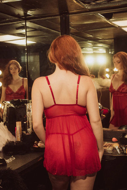 KILO BRAVA RED FLORAL LACE BABYDOLL