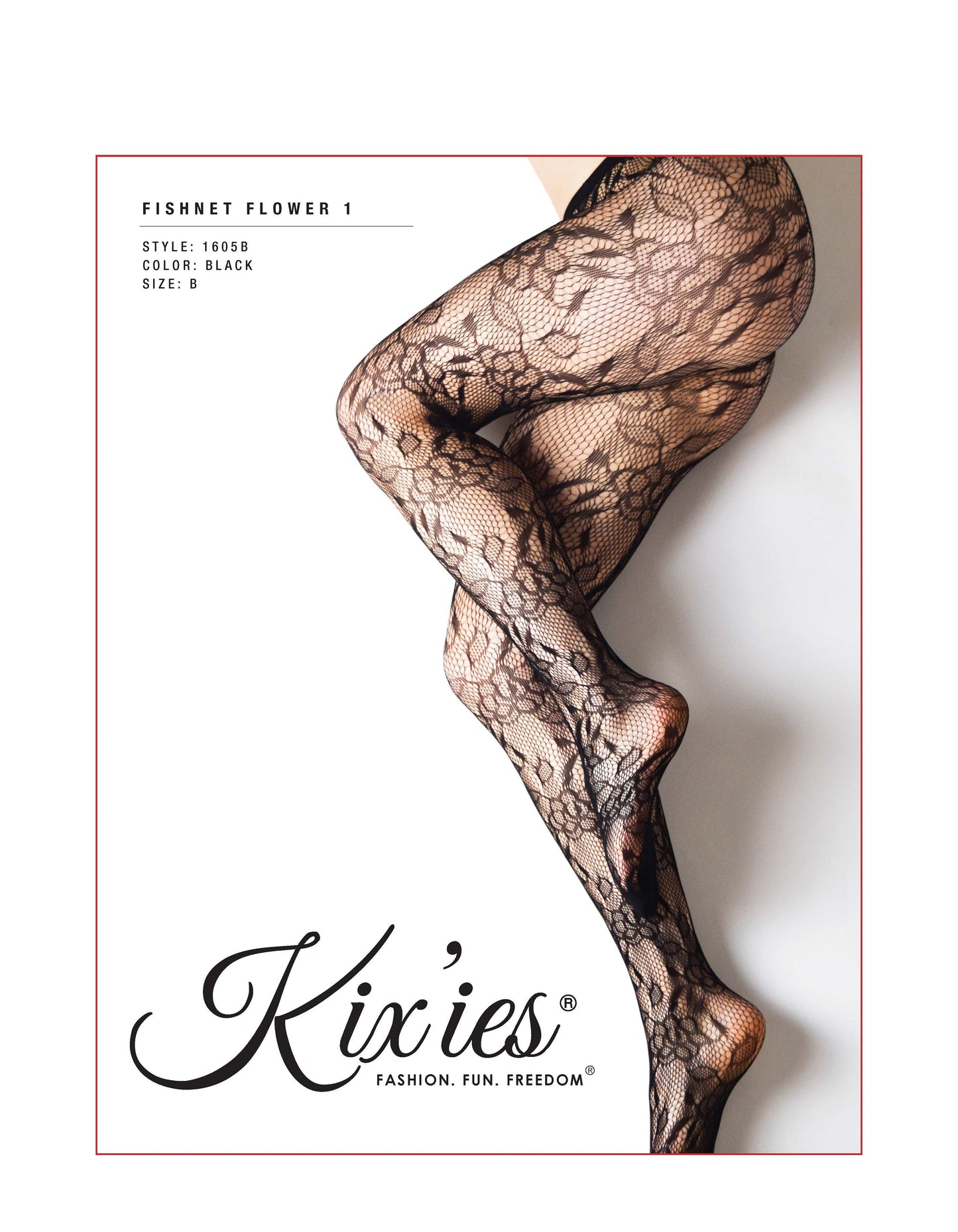 KIX'IES FLOWER FISHNET BLACK TIGHTS