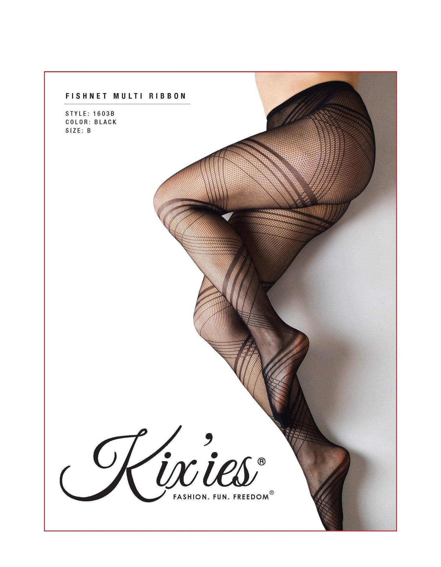 KIX'IES FISHNET MULTI RIBBON BLACK TIGHTS