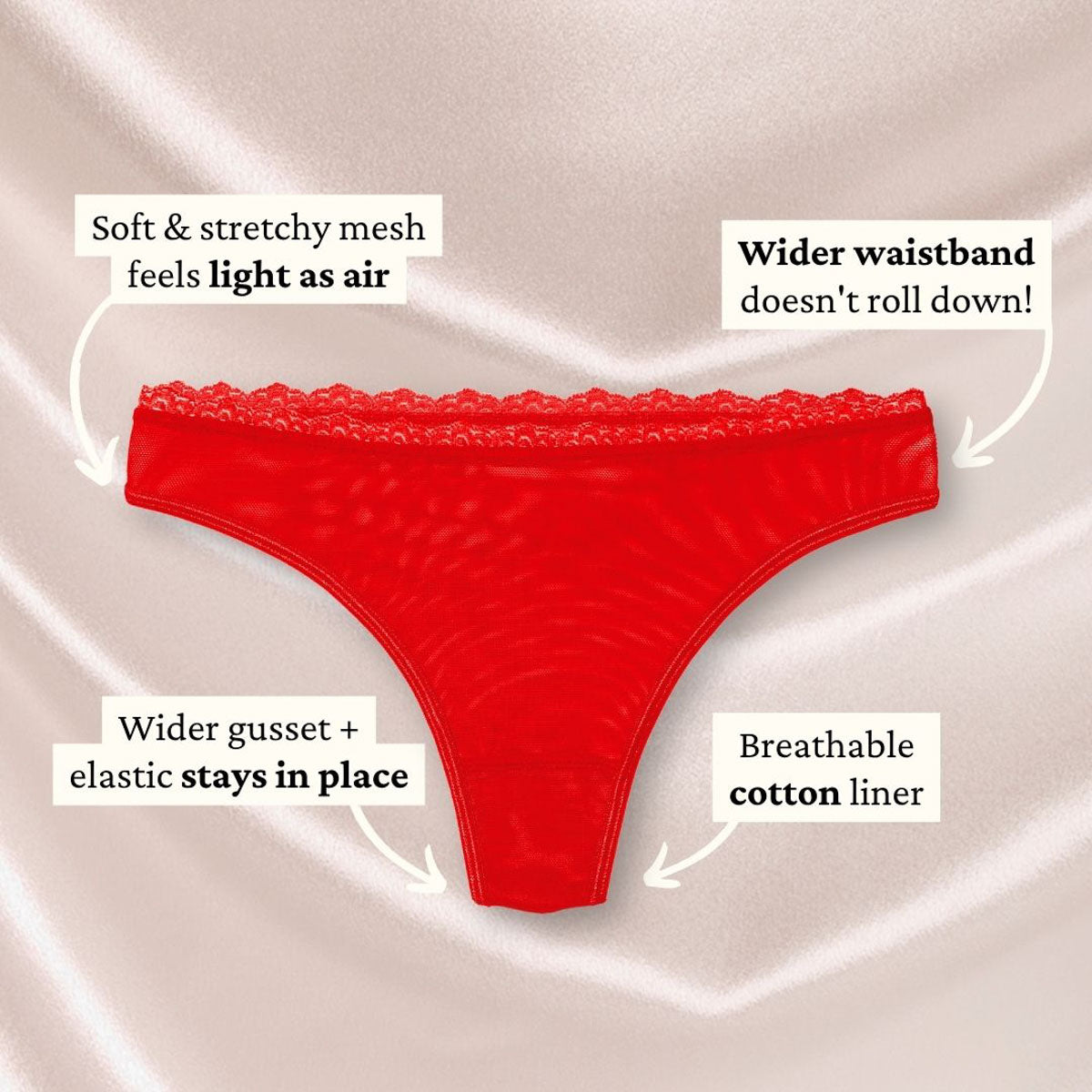 Rose Red Lacey Everyday Thong