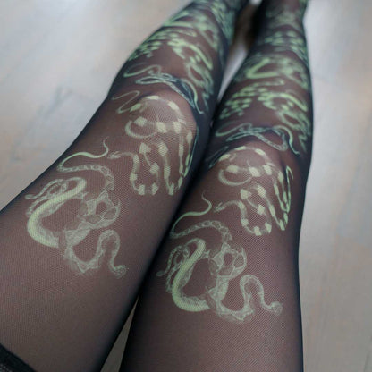 Obsidian Jade Snakes Stay Up Stockings - Final stock