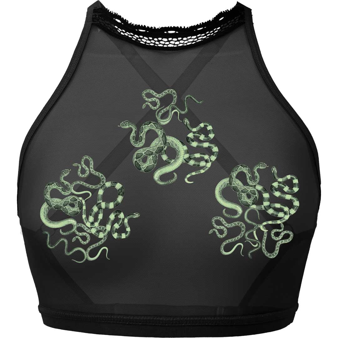 Obsidian Jade Snakes Ultra-Adjustable High Neck Cami - Final stock