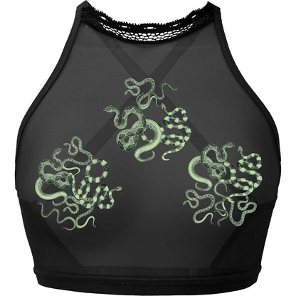 Obsidian Jade Snakes Ultra-Adjustable High Neck Cami - Final stock
