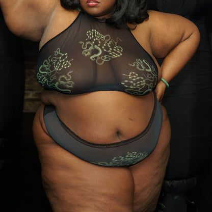 Obsidian Jade Snakes Ultra-Adjustable High Neck Cami - Final stock