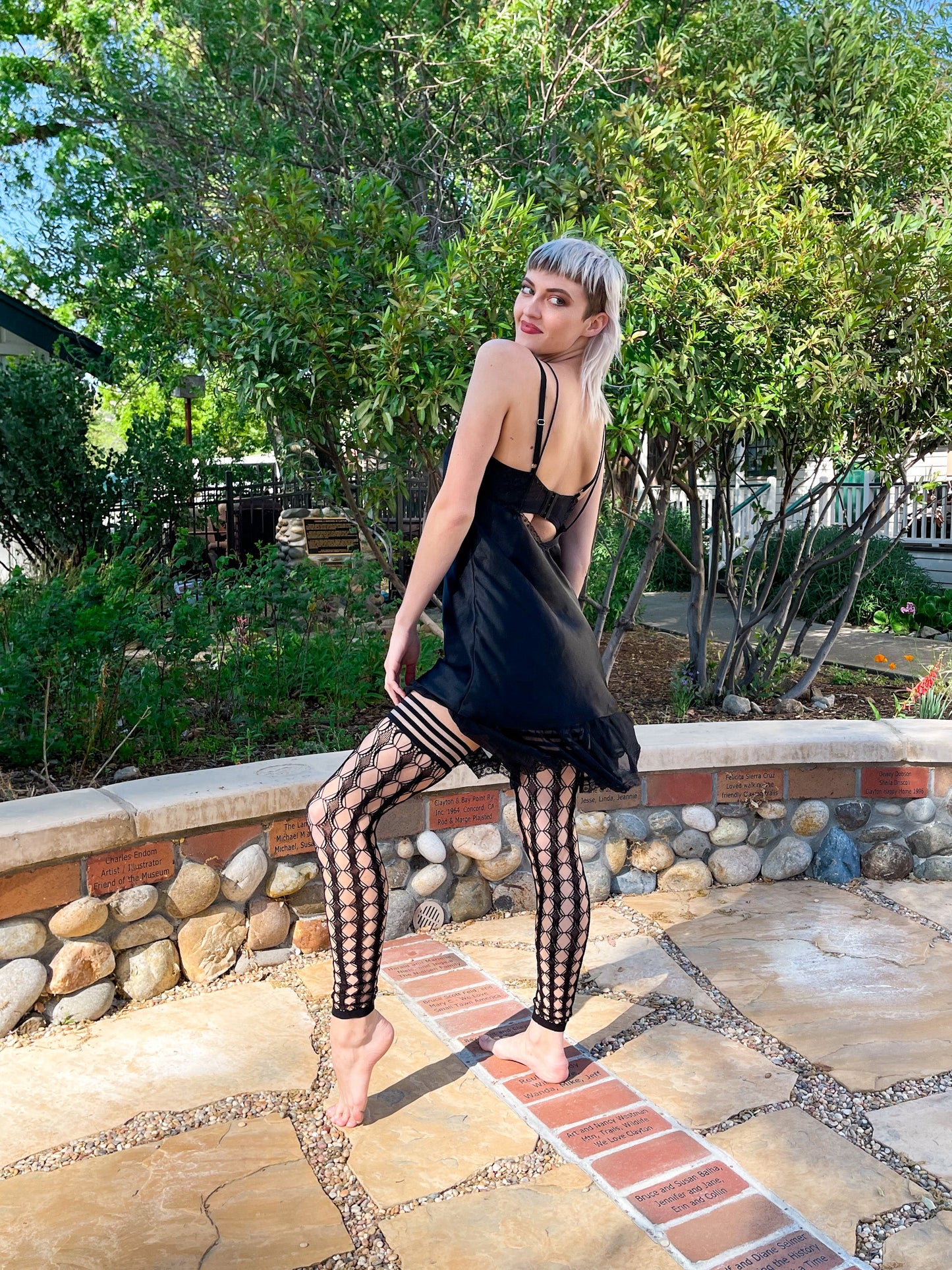 KIX'IES JO FOOTLESS CIRCLE FISHNET THIGH HIGHS