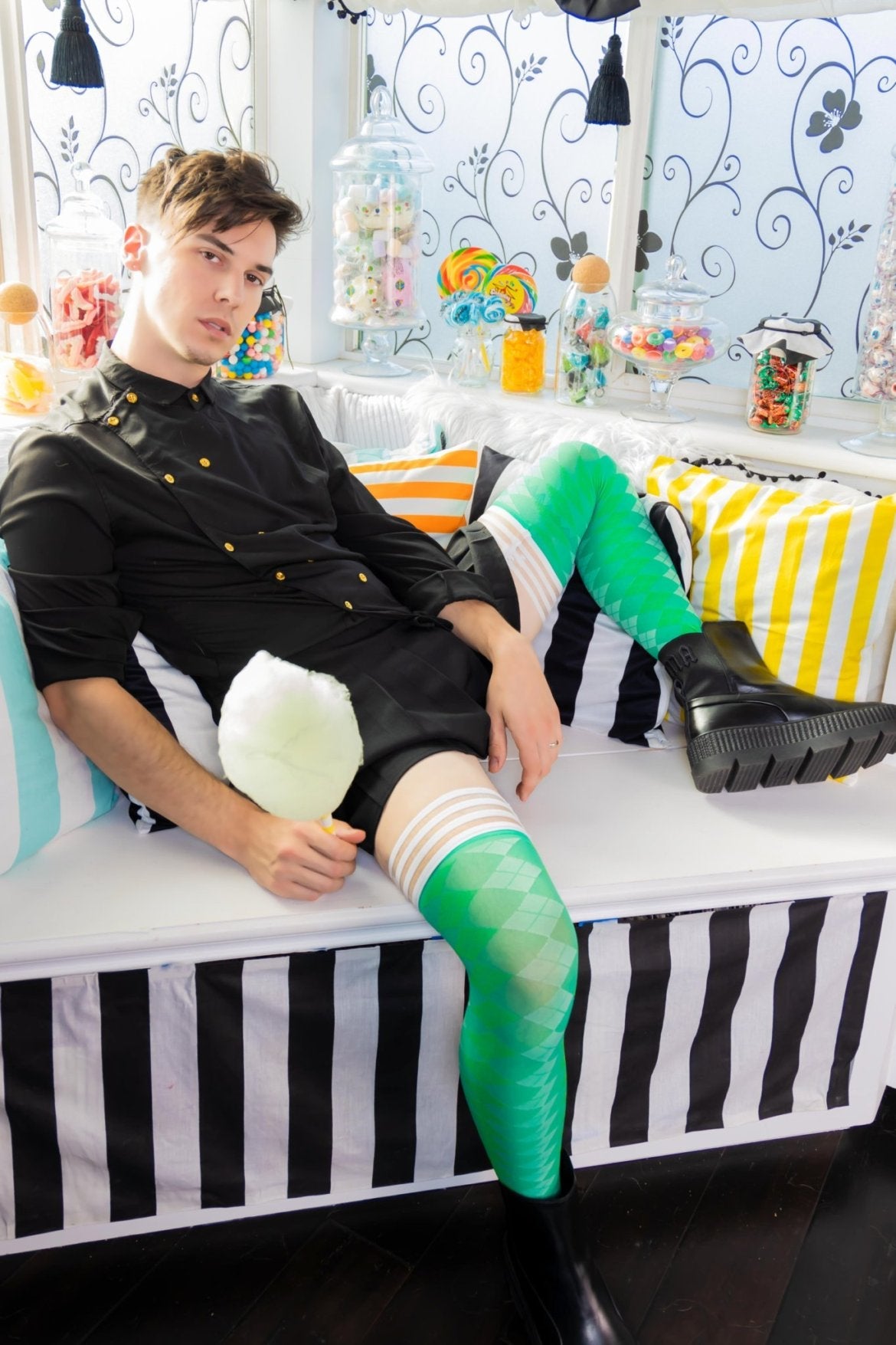 KIX'IES GOLF COLLECTION: GREEN ARGYLE THIGH HIGHS