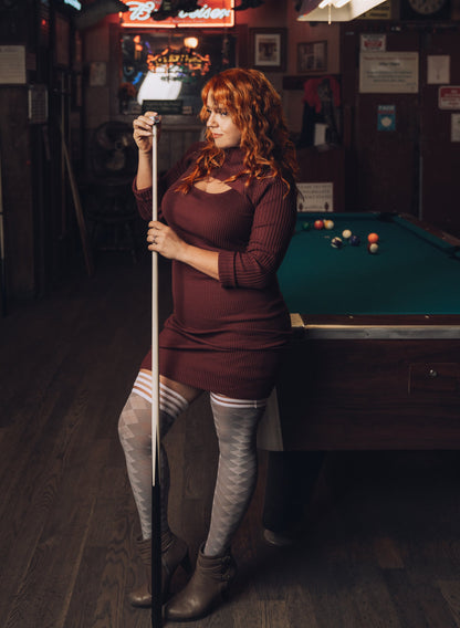 KIX'IES GOLF COLLECTION: GREY ARGYLE THIGH HIGHS