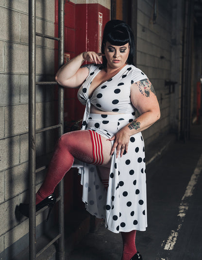 KIX'IES HOLLY SHIMMER CRANBERRY THIGH HIGHS