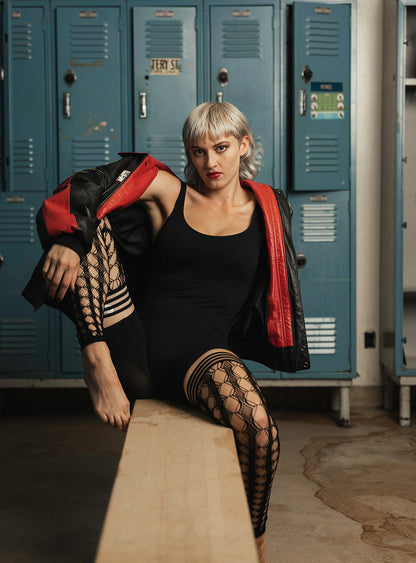 KIX'IES JO FOOTLESS CIRCLE FISHNET THIGH HIGHS