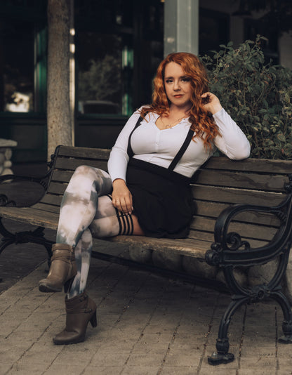 KIX'IES MACKENZIE BLACK & WHITE TIE DYE THIGH HIGHS