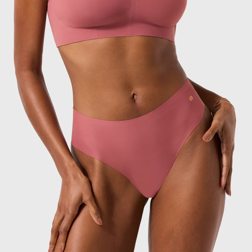 EVELYN BOBBIE HIGH WAIST THONG: PINK CANYON