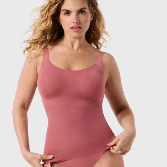 EVELYN BOBBIE STRUCTURED SCOOP TANK: PINK CANYON