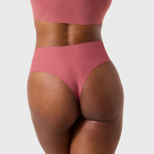 EVELYN BOBBIE HIGH WAIST THONG: PINK CANYON