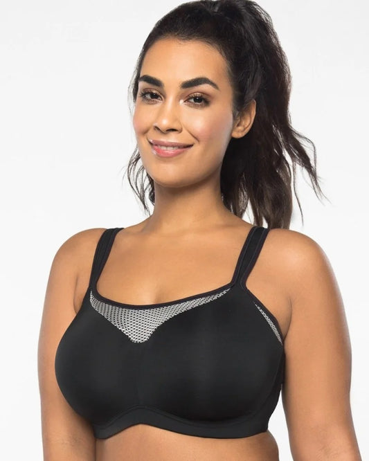 1247 CURVY COUTURE WIRED SPORTS BRA: BLACK