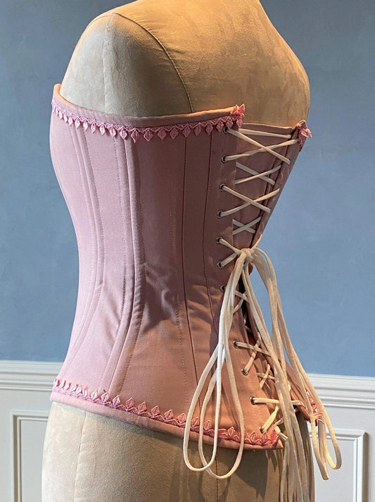 VINTAGE PINK COTTON OVERBUST CORSET
