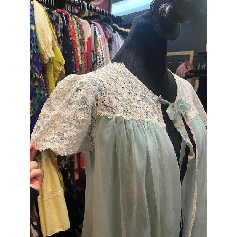 VINTAGE EDITH BED JACKET BLUE S
